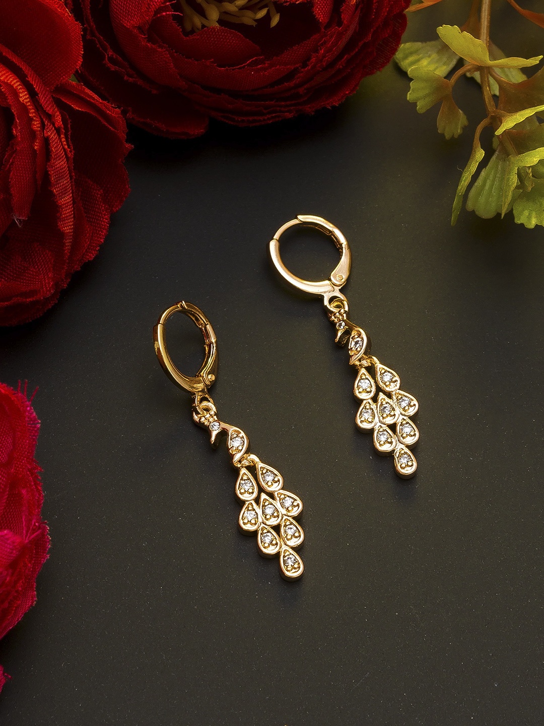 

aadita Rose Gold Contemporary Drop Earrings