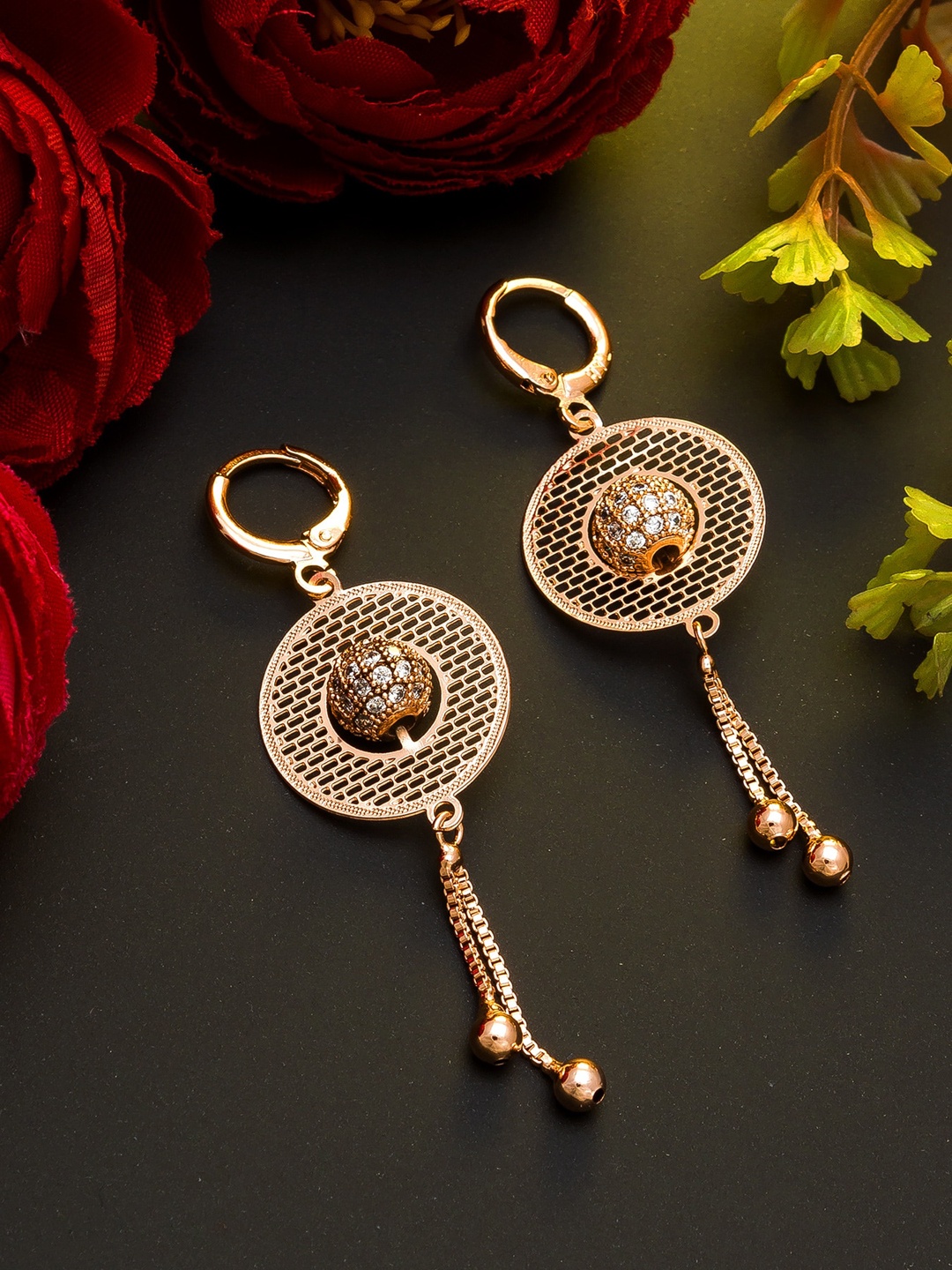 

aadita Rose Gold Contemporary Drop Earrings