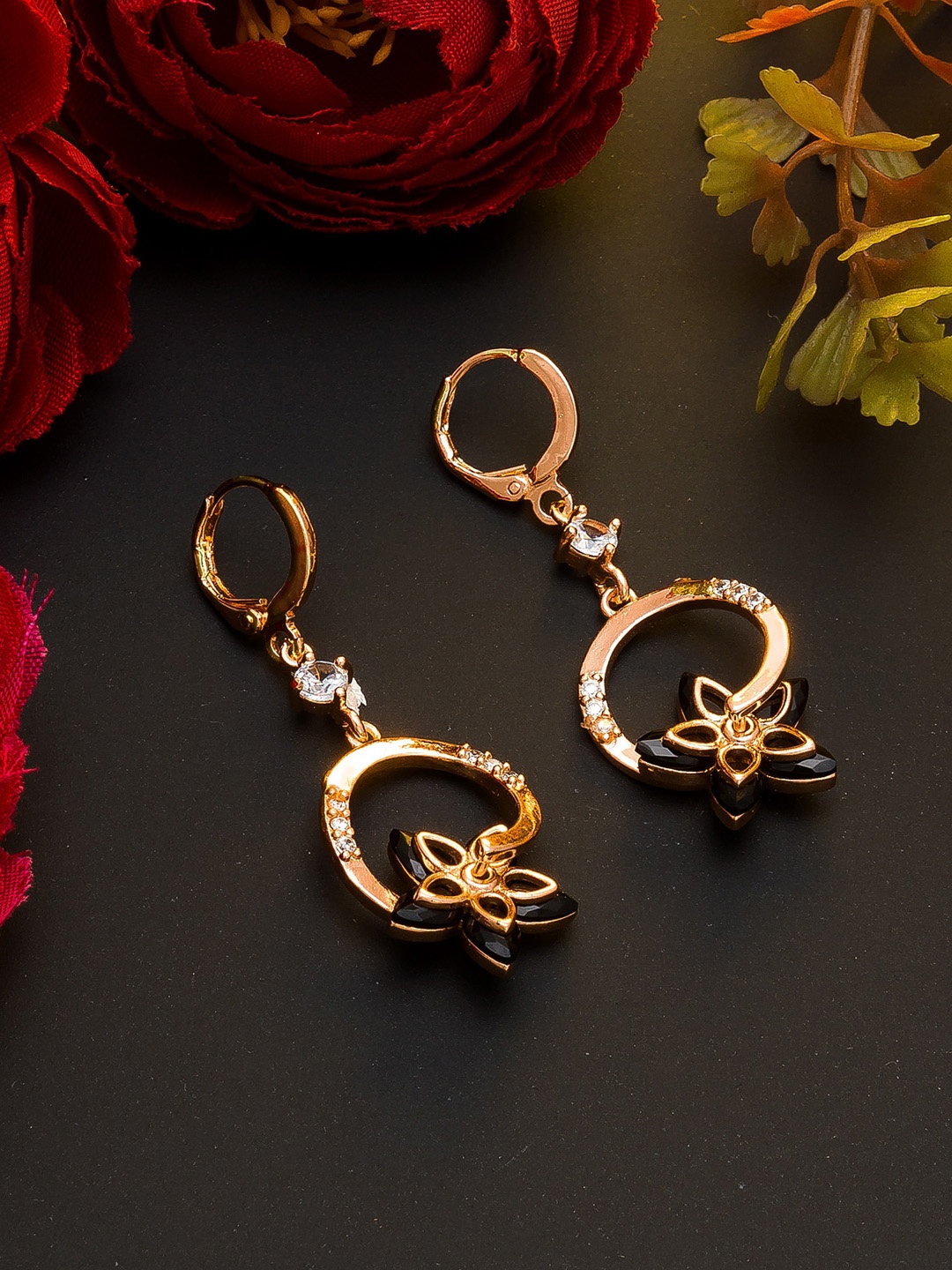 

aadita Rose Gold Contemporary Drop Earrings