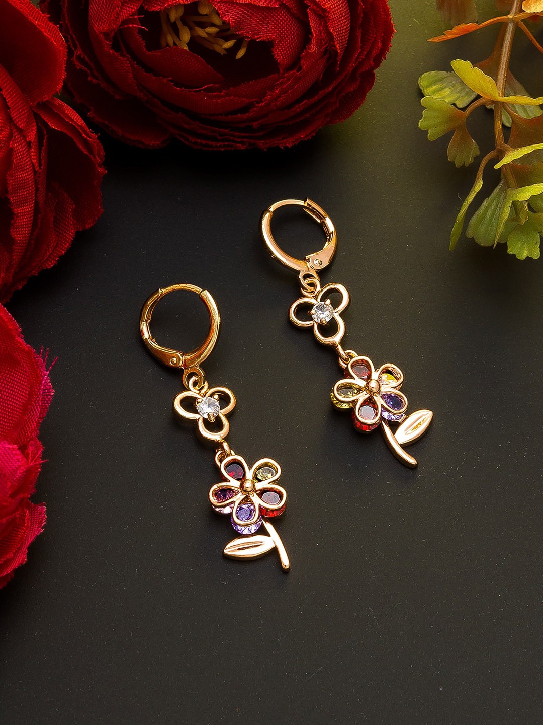 

aadita Rose Gold Contemporary Drop Earrings