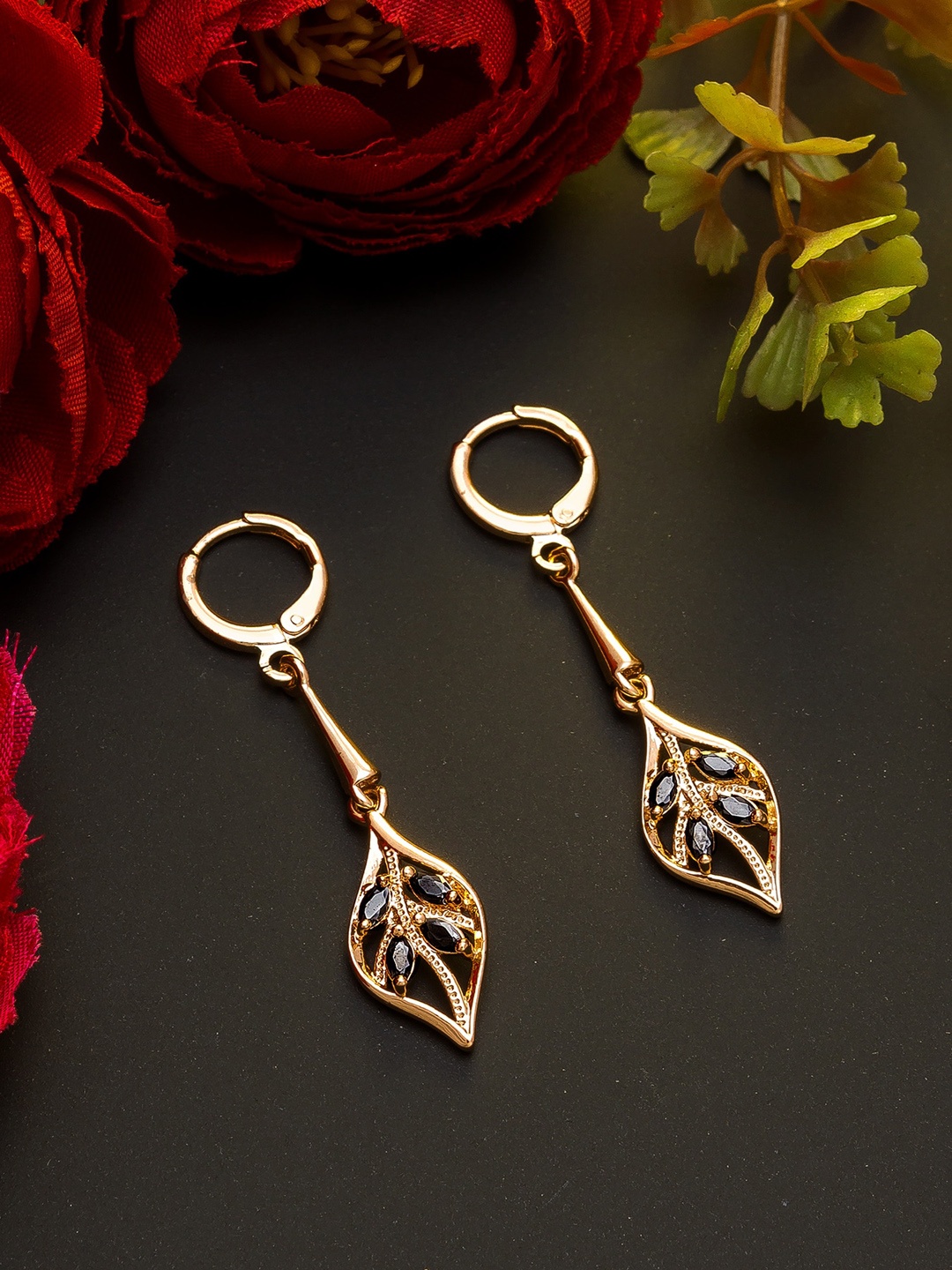 

aadita Rose Gold Contemporary Drop Earrings