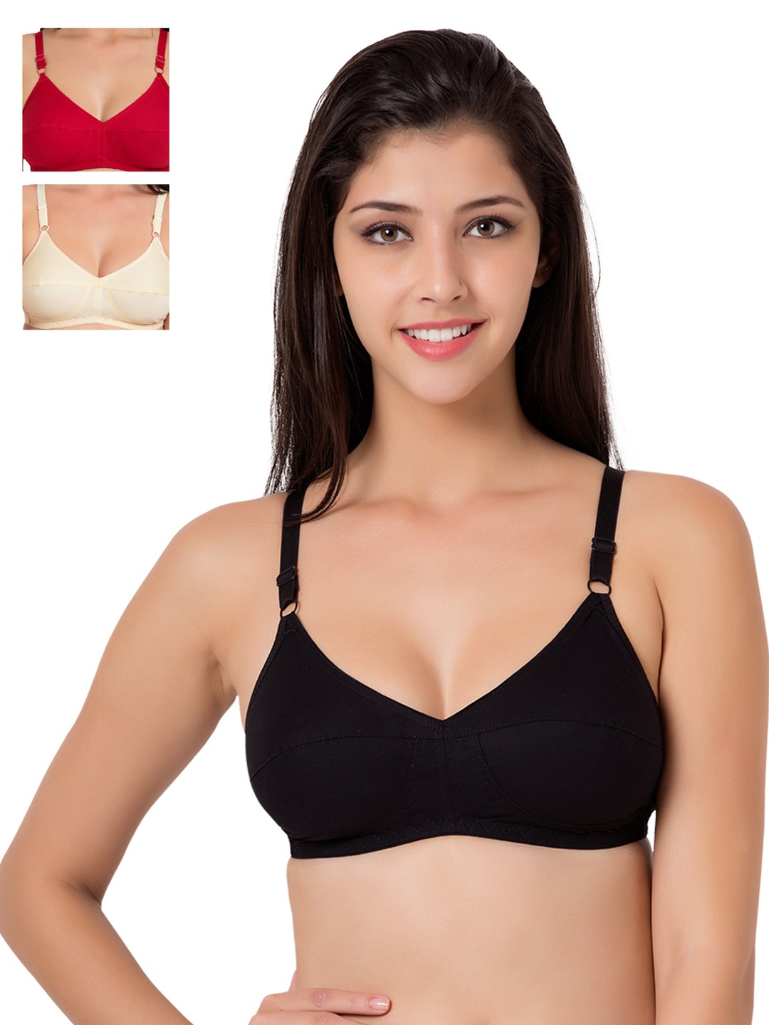 

Souminie Pack of 3 Full-Coverage Bras SLY933, Black