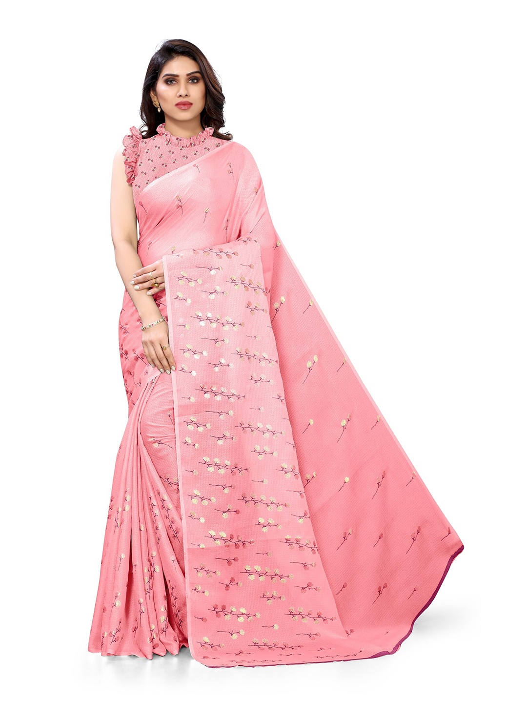 

KALINI Pink Floral Printed Saree