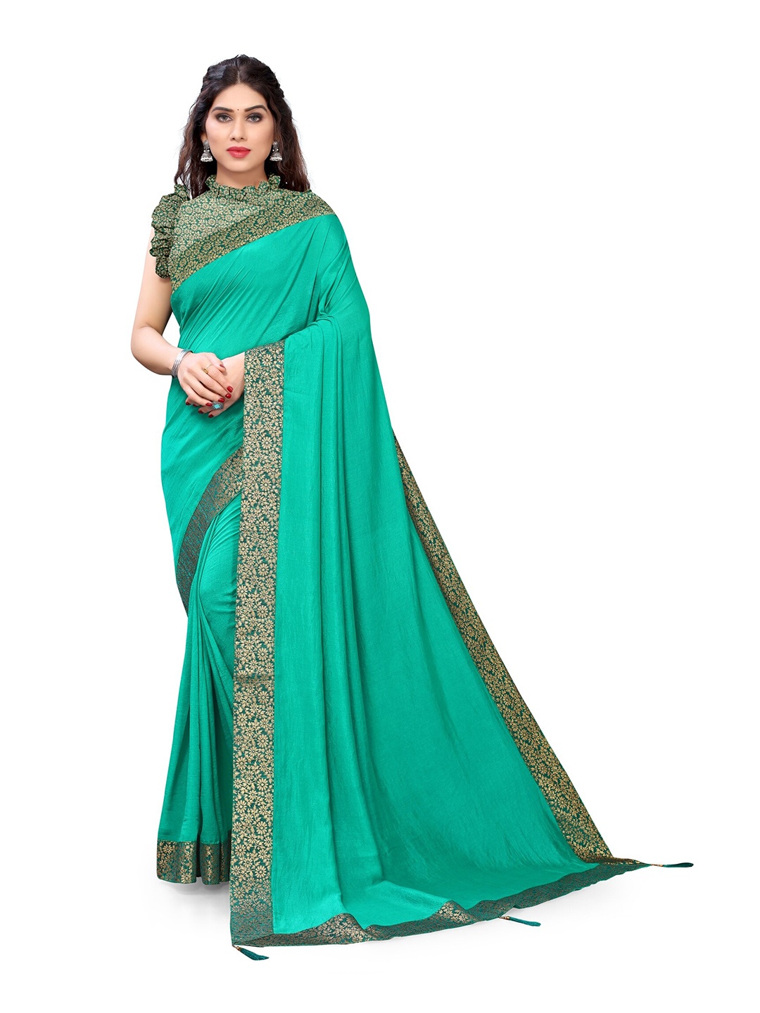 

KALINI Green Silk Blend Saree