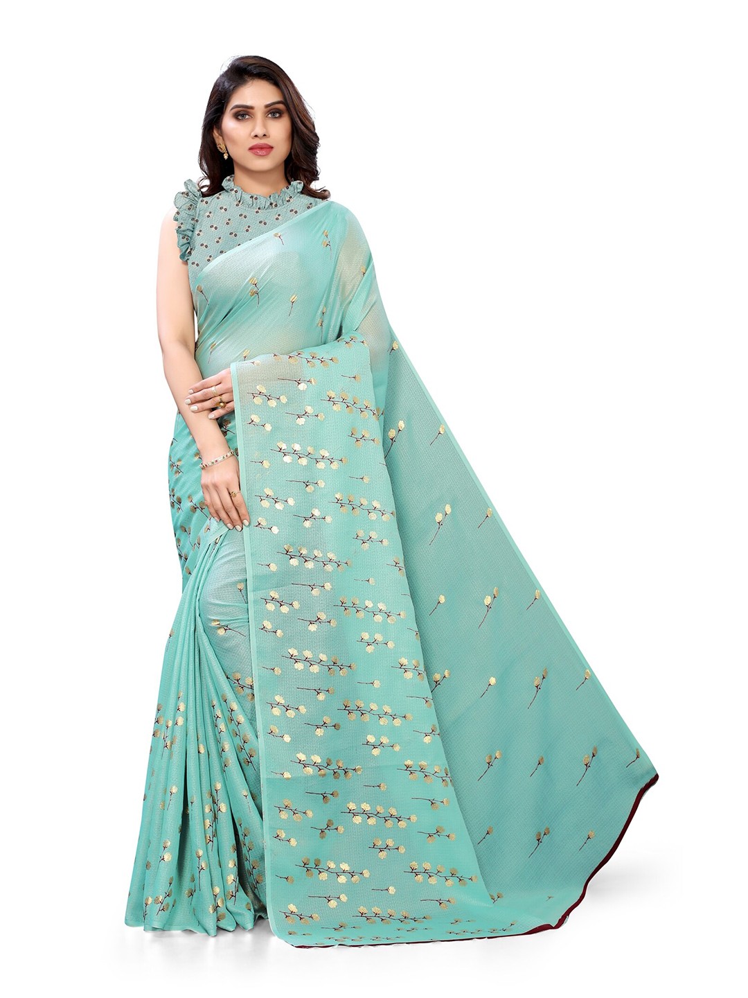 

KALINI Green Floral Printed Saree