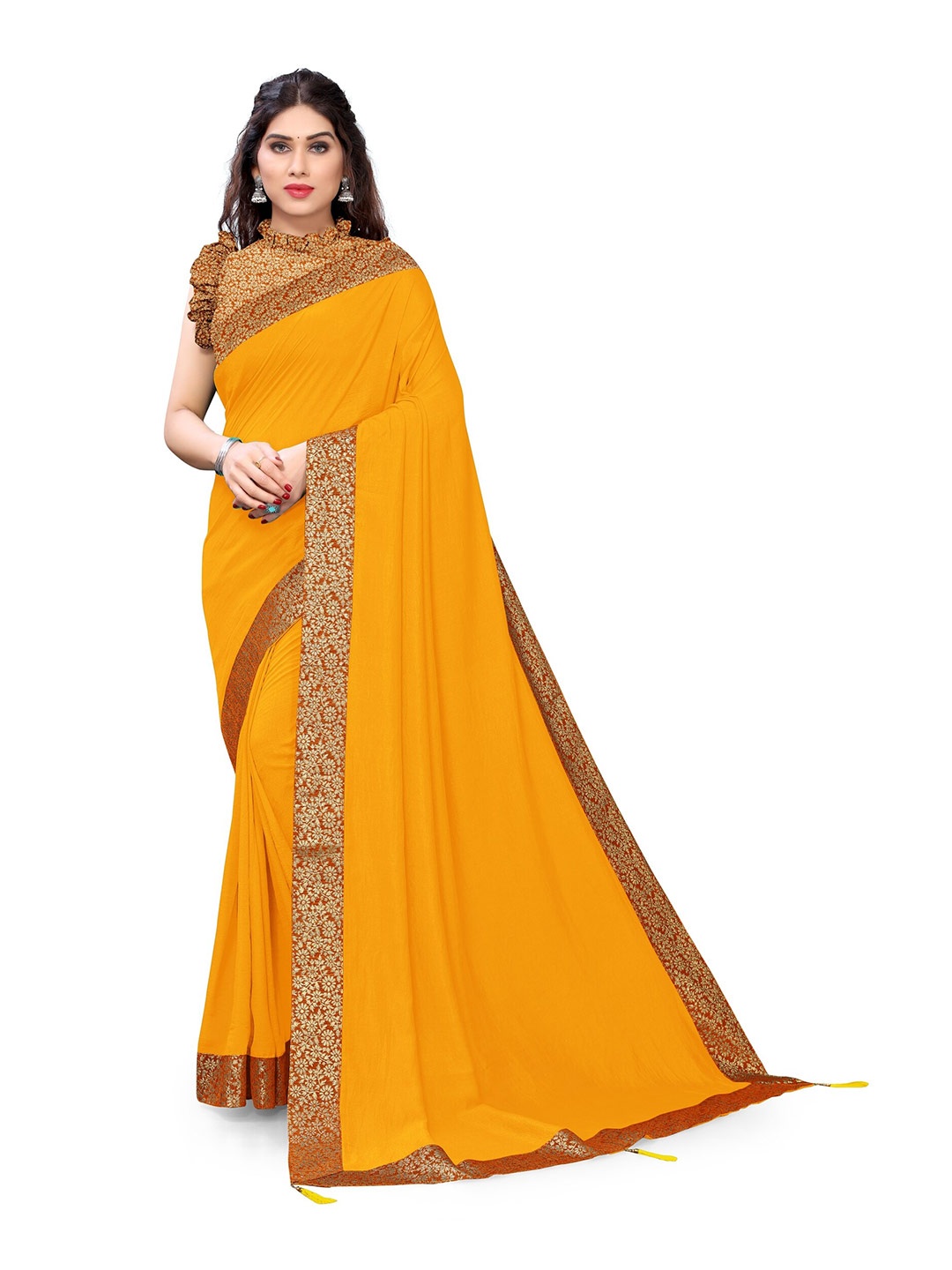 

KALINI Mustard & Maroon Silk Blend Saree