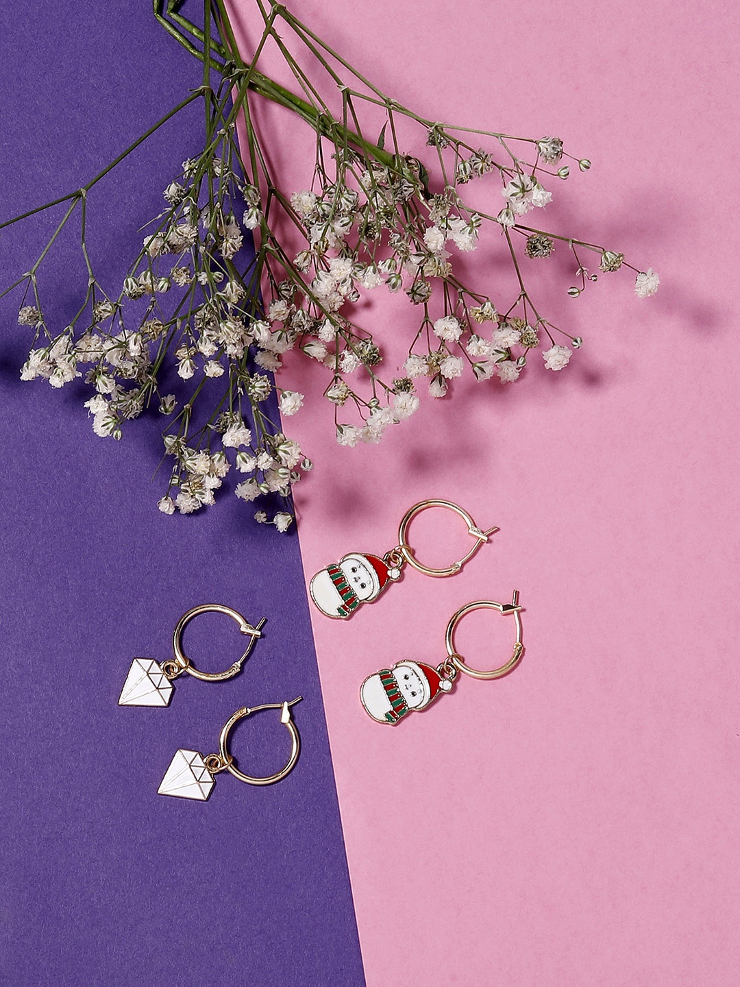 

Blueberry KIDS Pack of 2 Quirky Drop Earrings, Gold