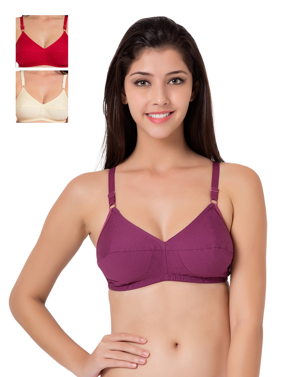 

Souminie Pack of 3 Full-Coverage Bras SLY931, Purple