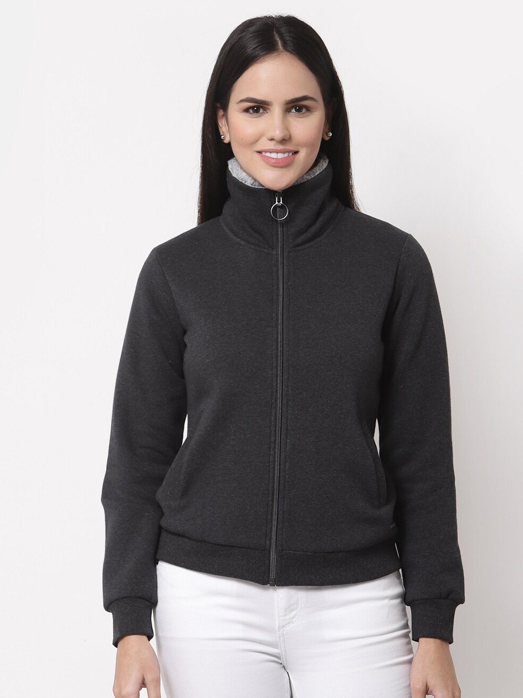 

Juelle Women Grey Melange Solid Sweatshirt