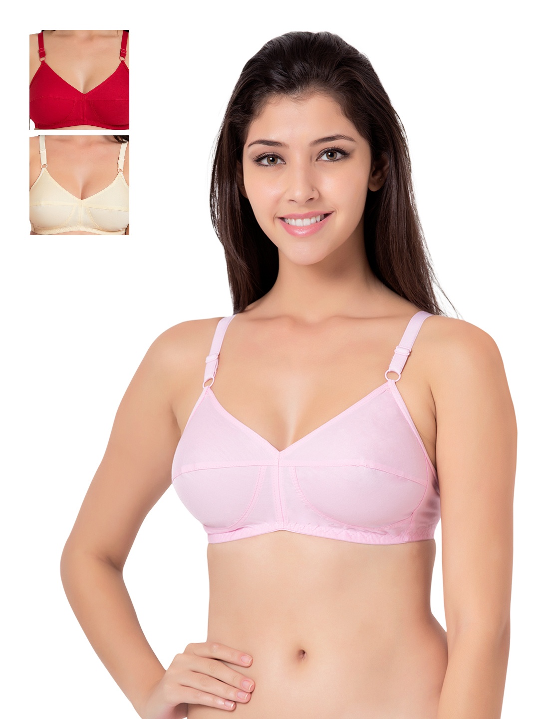 

Souminie Pack of 3 Full-Coverage Bras SLY931, Pink