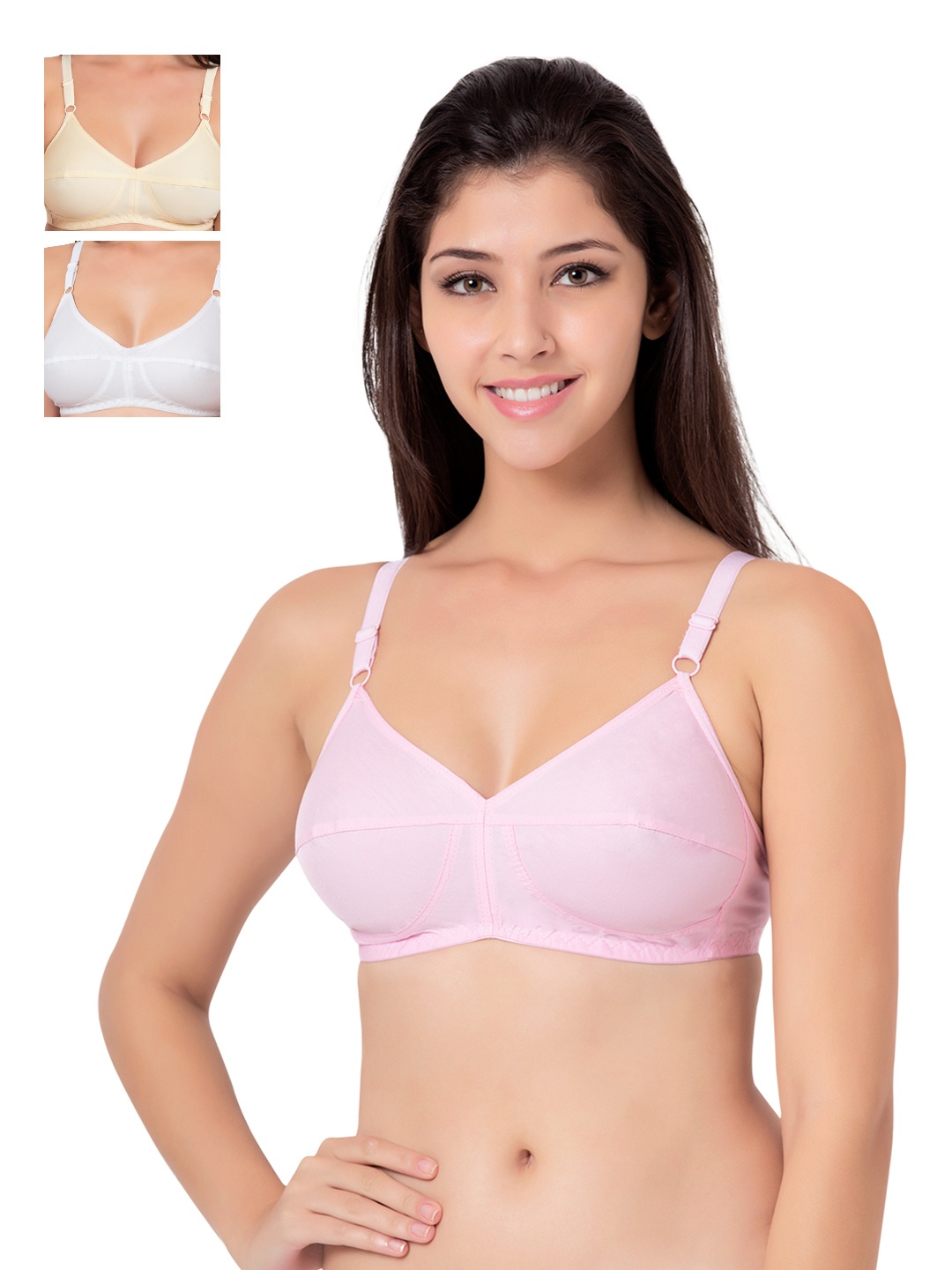 

Souminie Pack of 3 Full-Coverage Bras SLY931, Pink