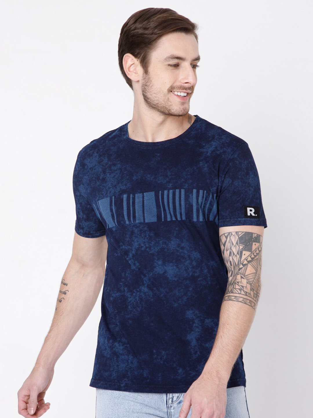 

Rex Straut Jeans Men Blue Printed Slim Fit T-shirt