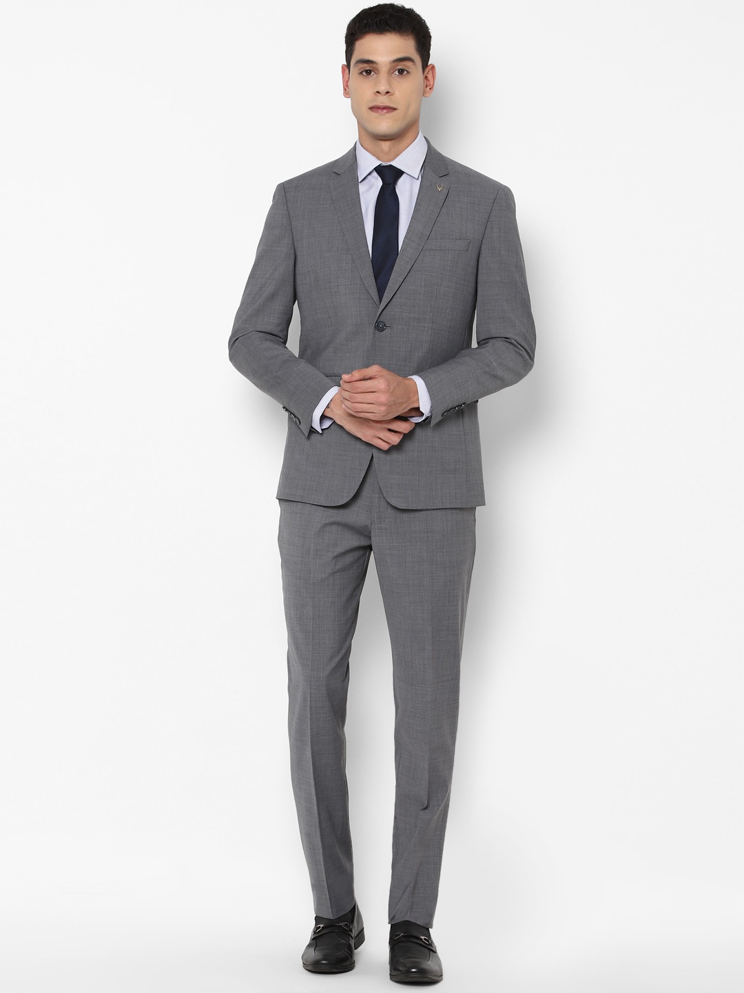 

Allen Solly Men Grey Checked Slim-Fit Single-Breasted Two-Piece Formal Suit