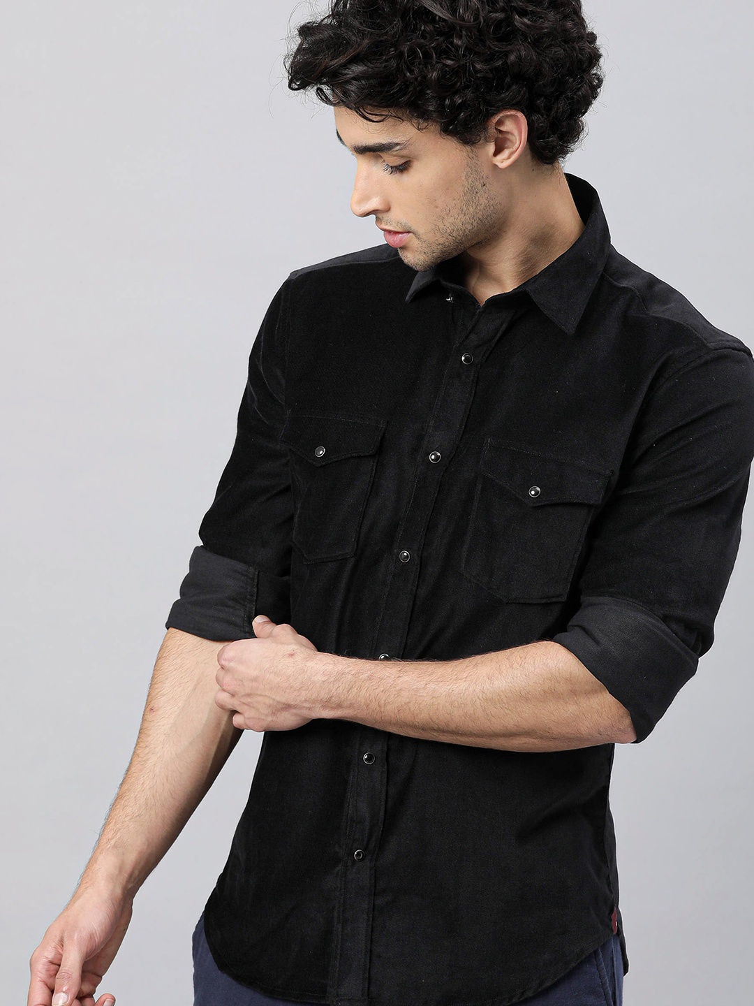 

RARE RABBIT Men Cordin Slim Fit Shirt, Black