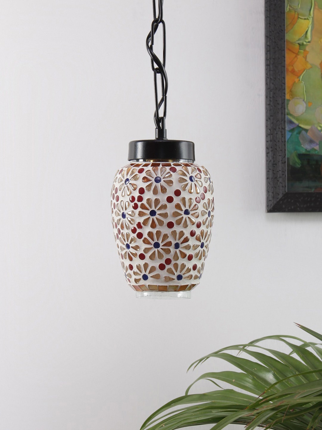 

Devansh Multicoloured Mosiac Glass Hanging Lamp, Multi