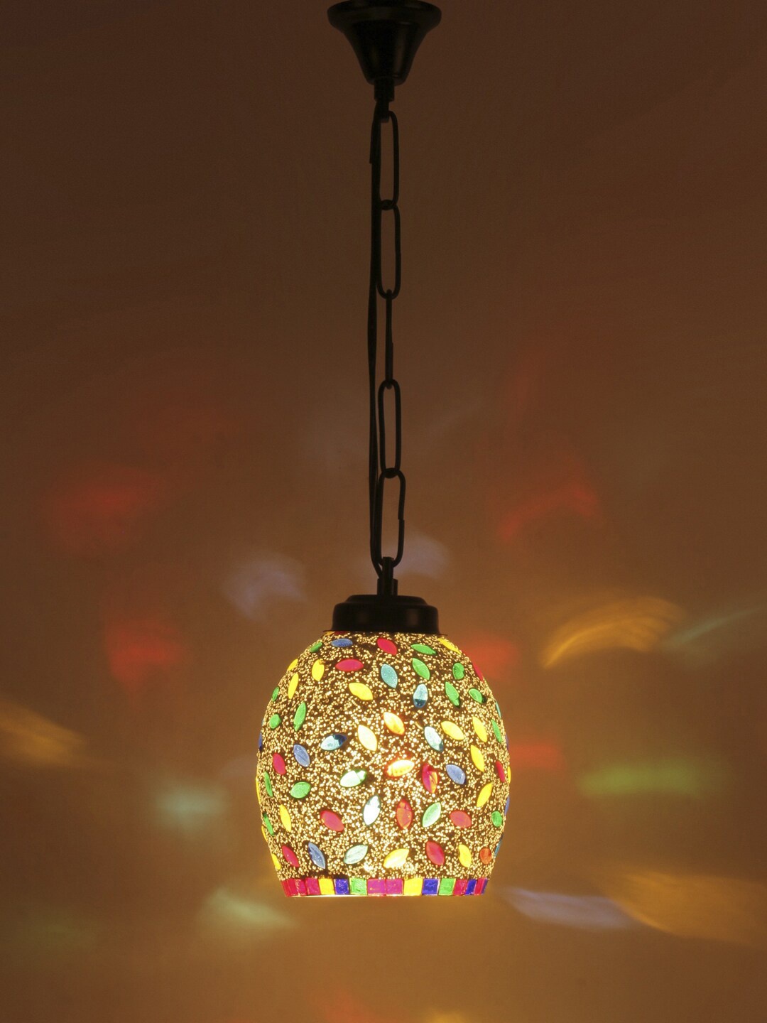 

Devansh Multicoloured Mosiac Glass Hanging Lamp, Multi