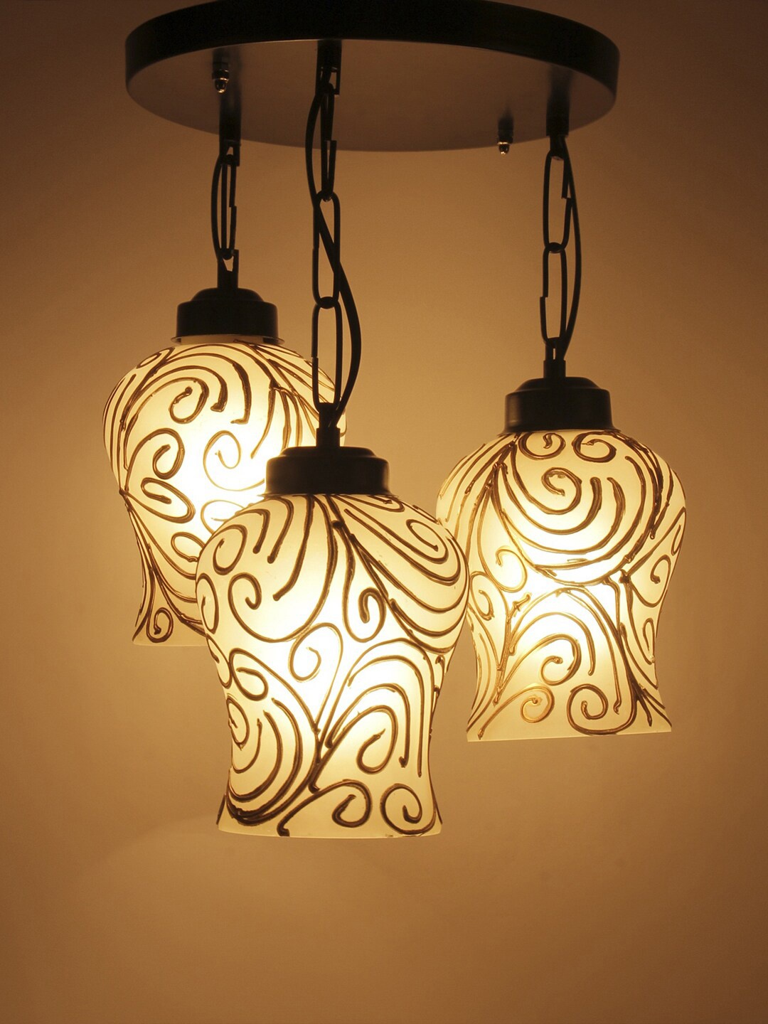 

Devansh Gold-Toned Mosaic Glass Ceiling Lamp