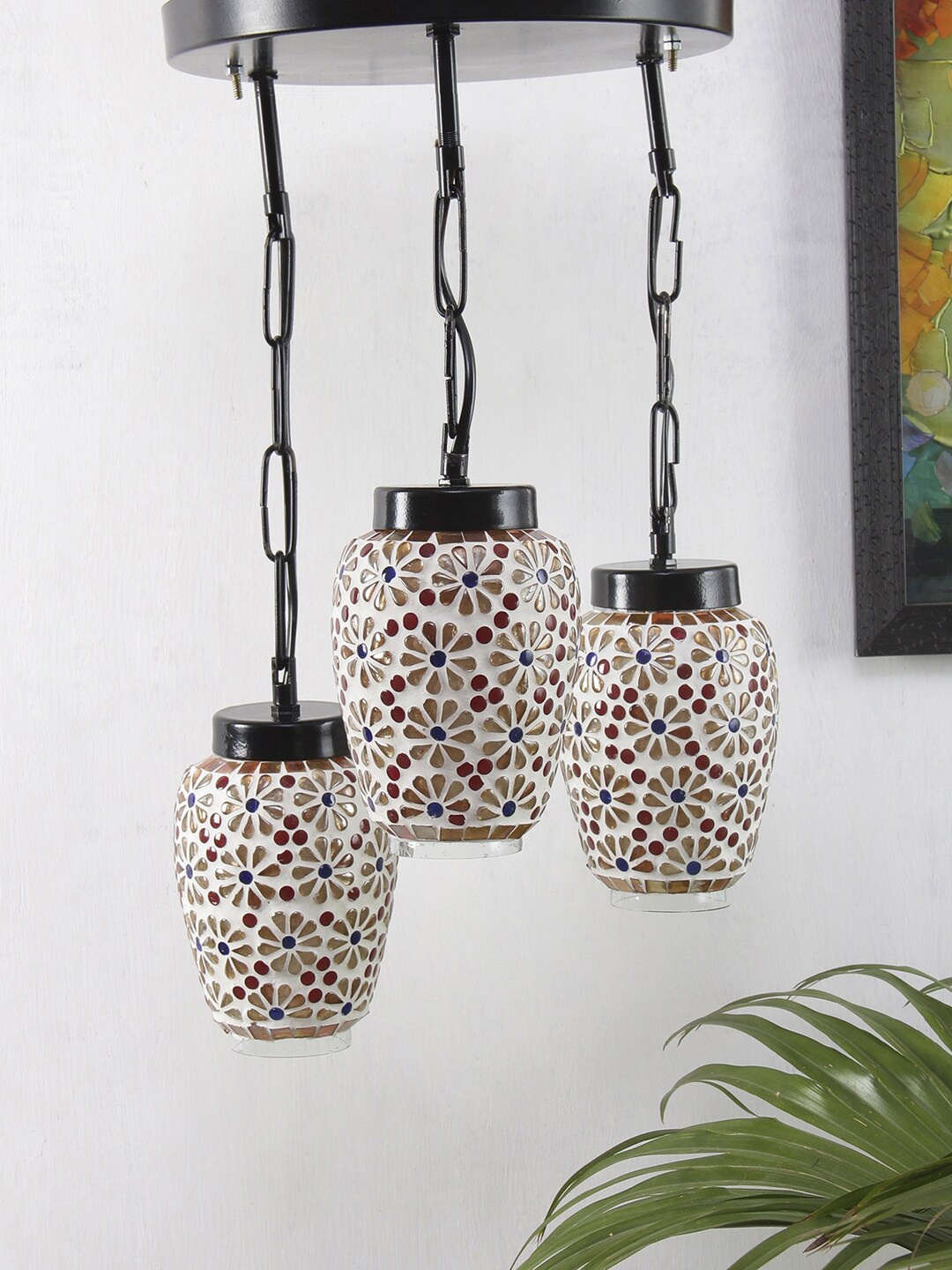 

Devansh Multicoloured Mosiac Glass Cluster Hanging Lamp, Multi