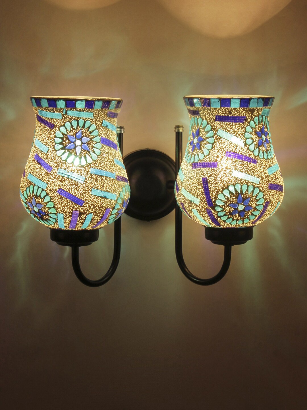 

Devansh Blue Mosaic Glass Wall Mounted Lamp