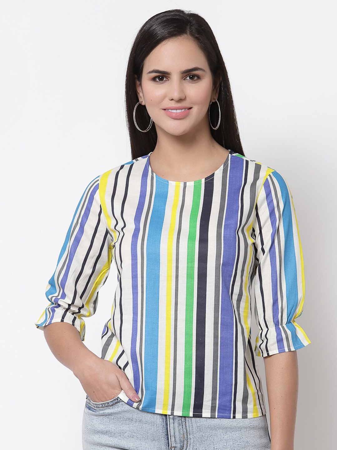 

Style Quotient Women Multicoloured Striped Top, Multi