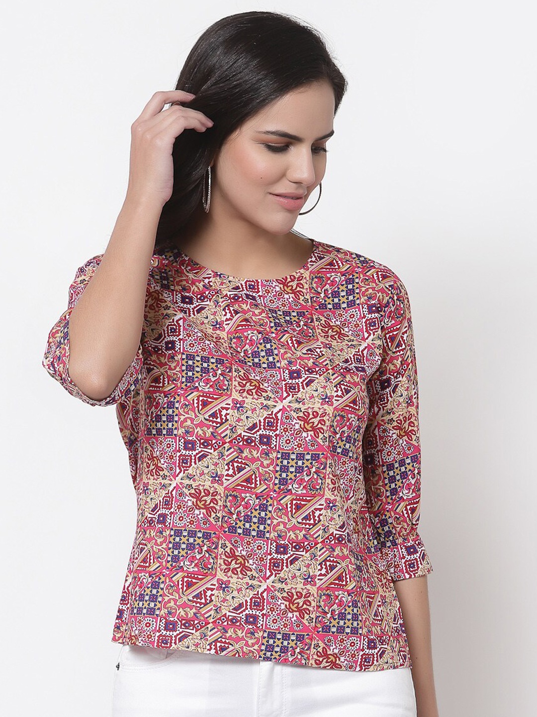 

Style Quotient Multicoloured Floral Print Crepe Top, Multi