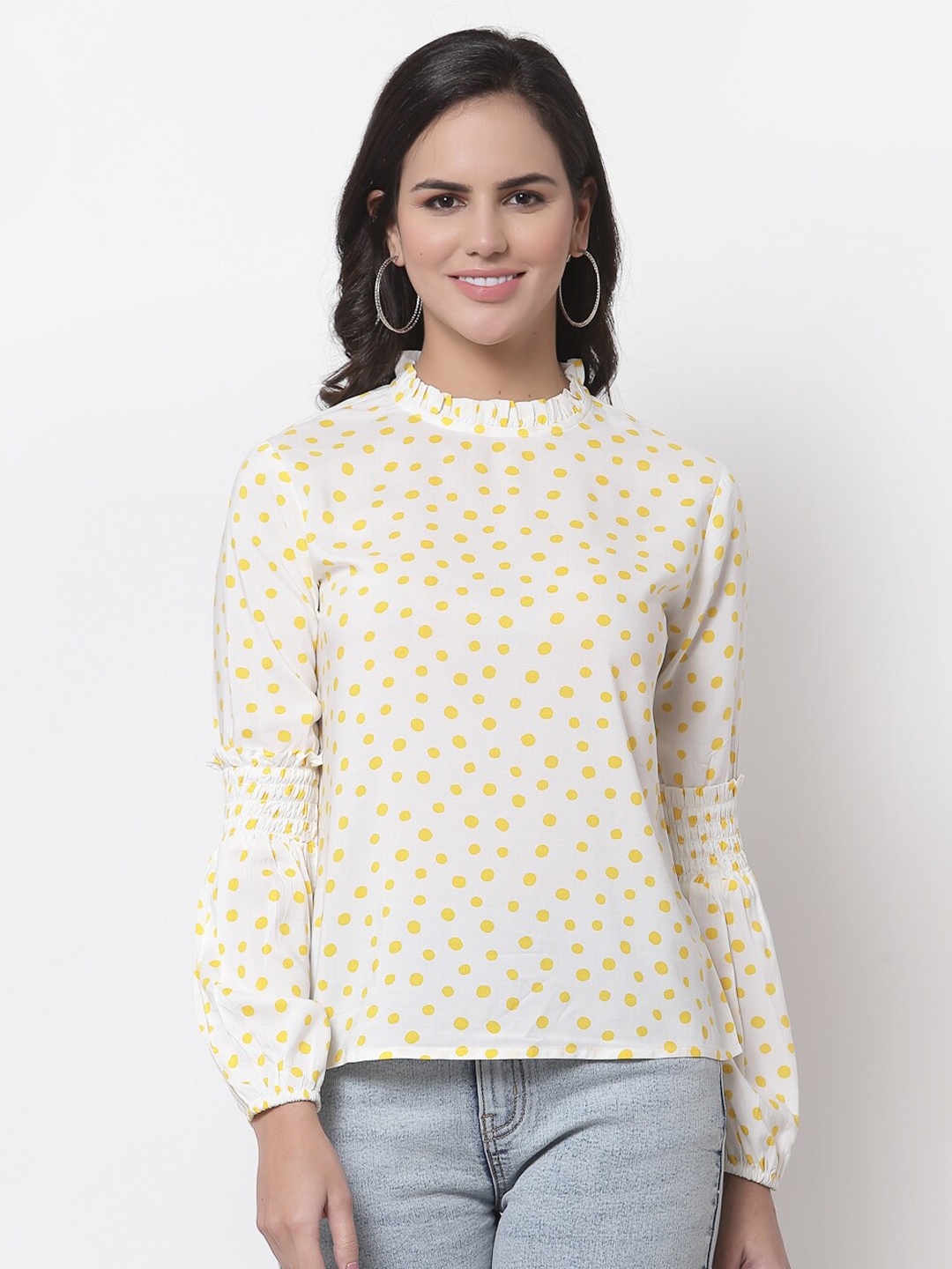 

Style Quotient Women White & Yellow Printed Top