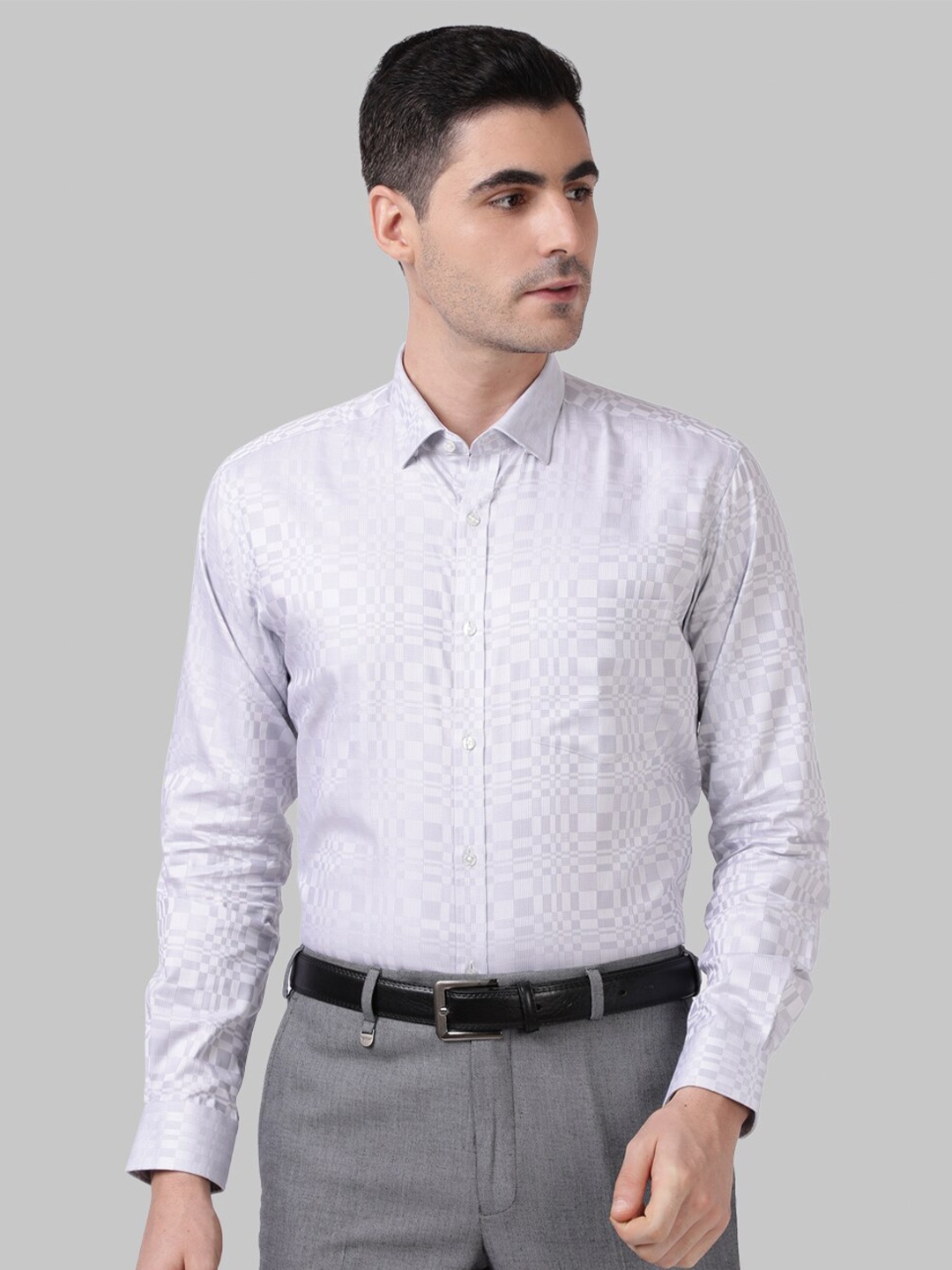 

Park Avenue Men Grey Slim Fit Printed Formal Shirt