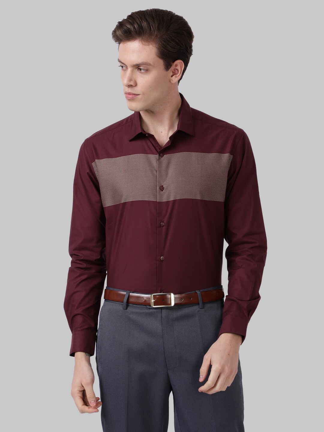 

Park Avenue Men Maroon Slim Fit Printed Formal Shirt