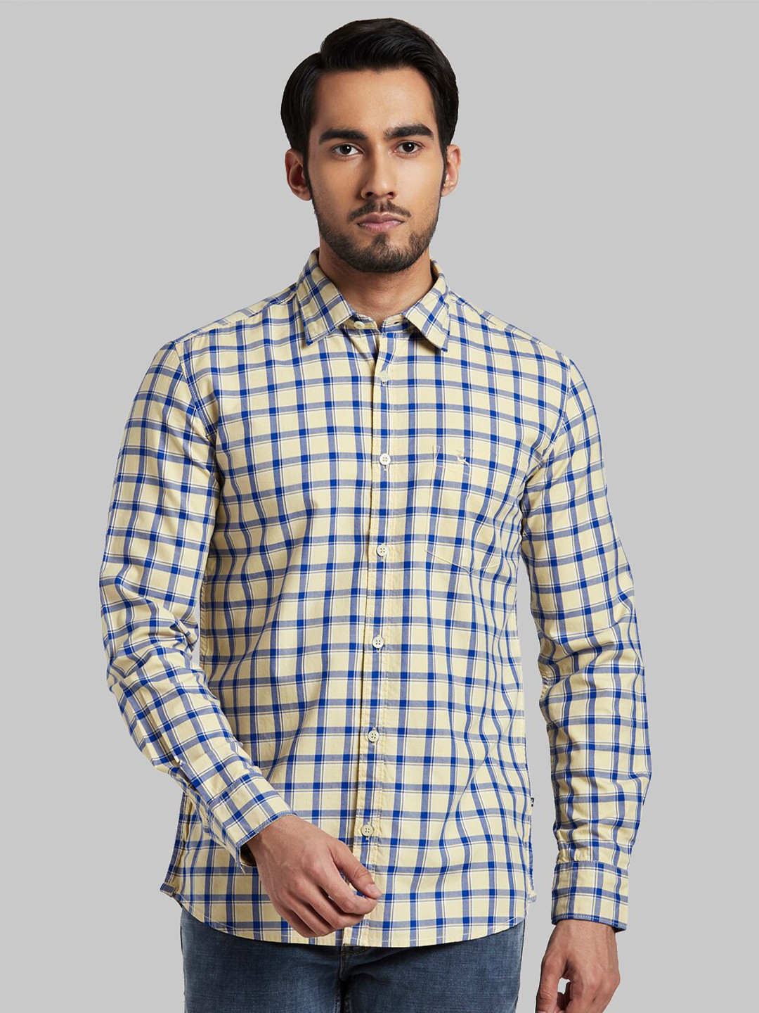 

Parx Men Yellow Slim Fit Checked Casual Shirt