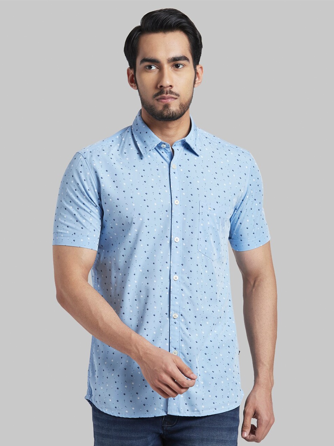 

Parx Men Blue Slim Fit Printed Casual Shirt
