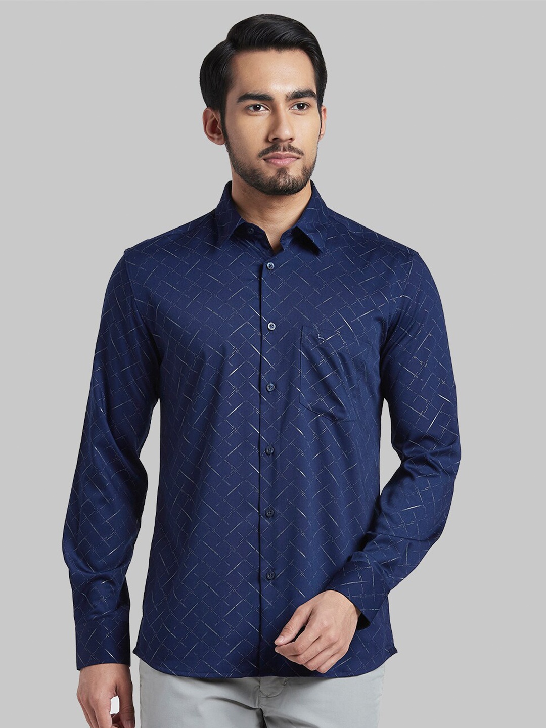 

Parx Men Blue Slim Fit Printed Casual Shirt