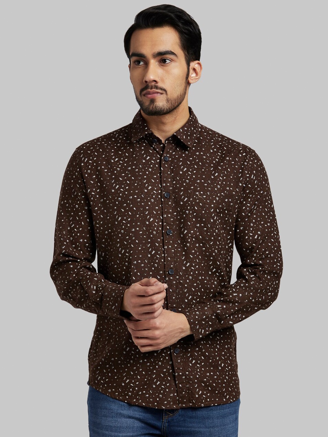 

Parx Men Brown Slim Fit Printed Casual Shirt