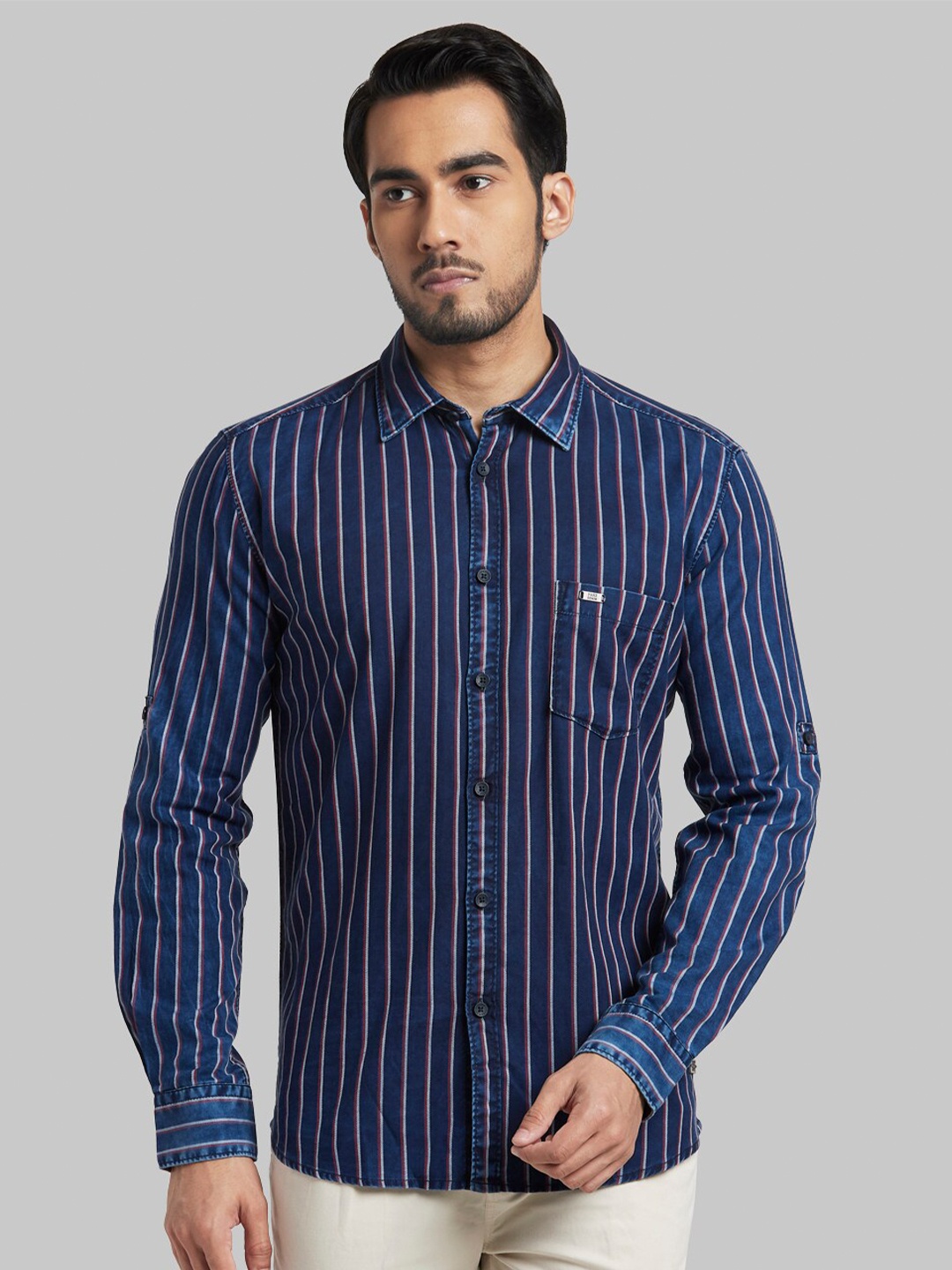 

Parx Men Red Slim Fit Striped Casual Shirt