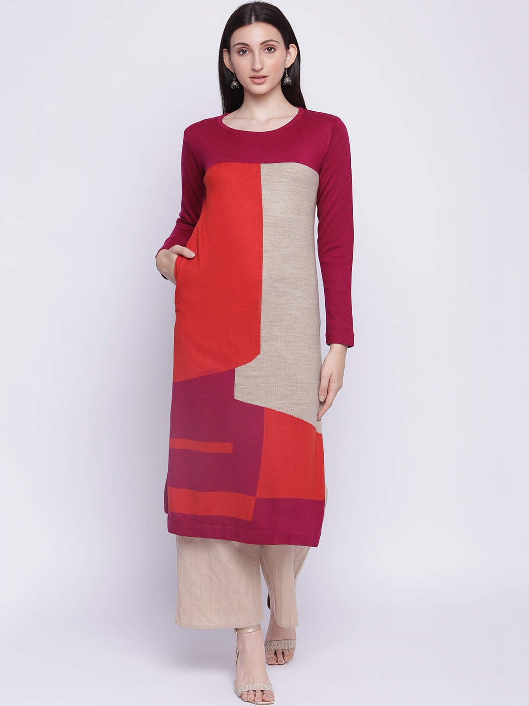 

IMARA Women Multicoloured Colourblocked Thread Work Kurta, Multi