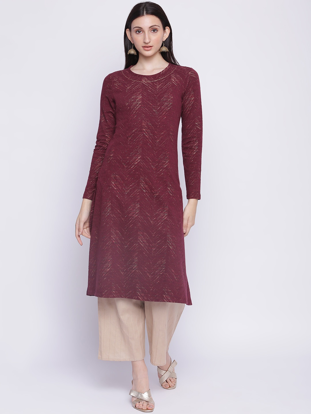 

IMARA Women Maroon Acrylic Kurta