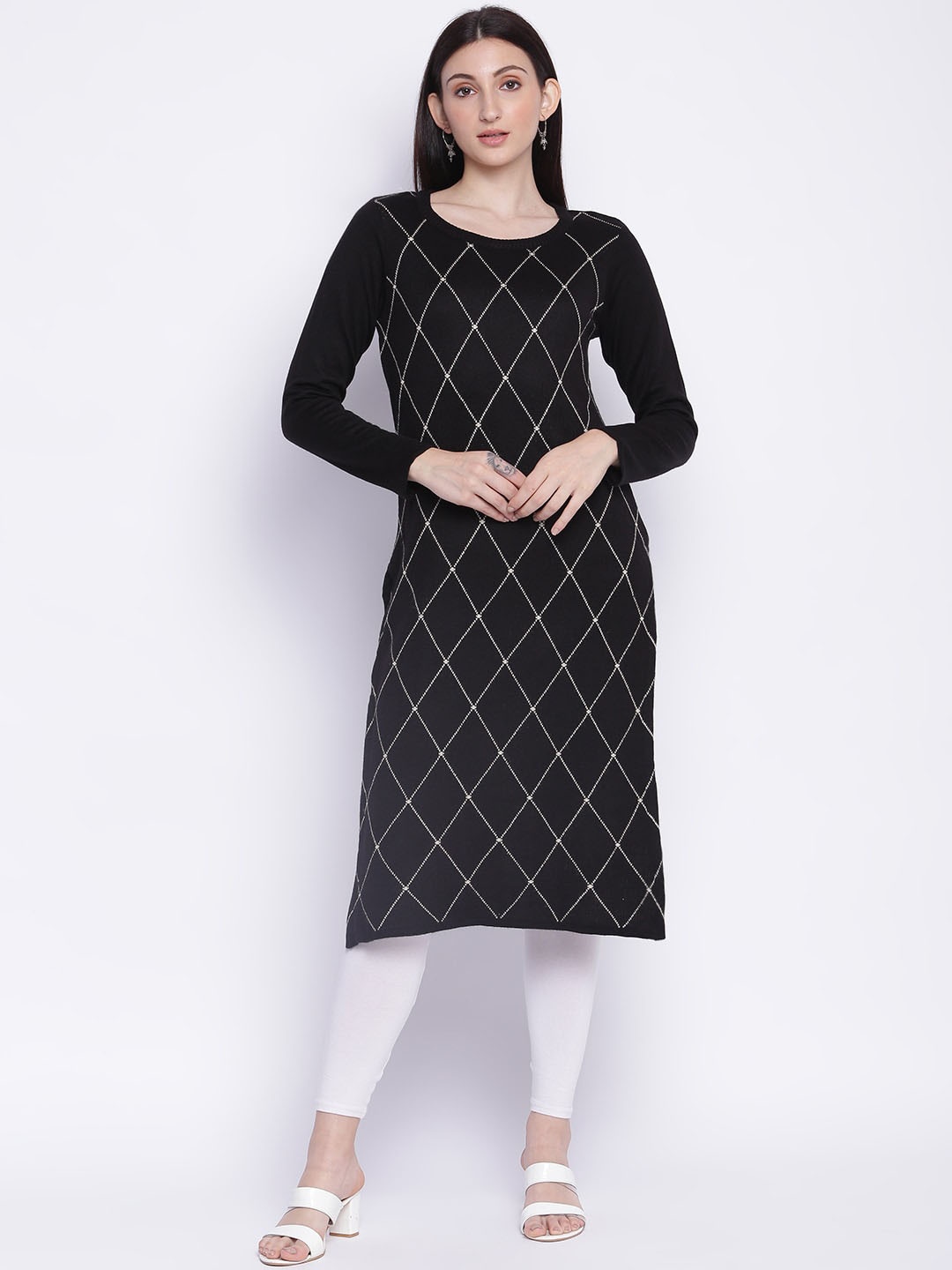 

IMARA Women Black Checked Kurta