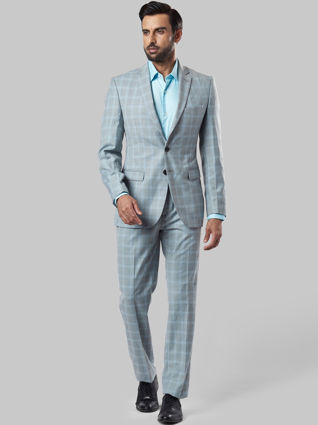 

Raymond Men Grey Checked Single-Breasted 2-Piece Formal Suit