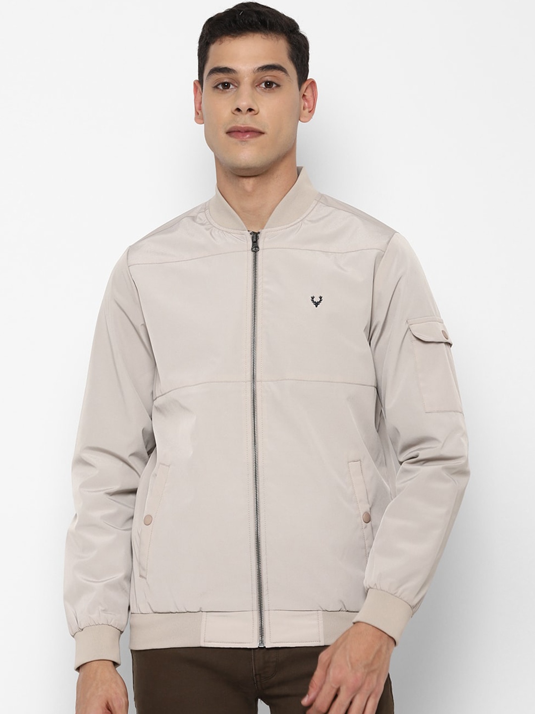 

Allen Solly Men Grey Colourblocked Sporty Jacket