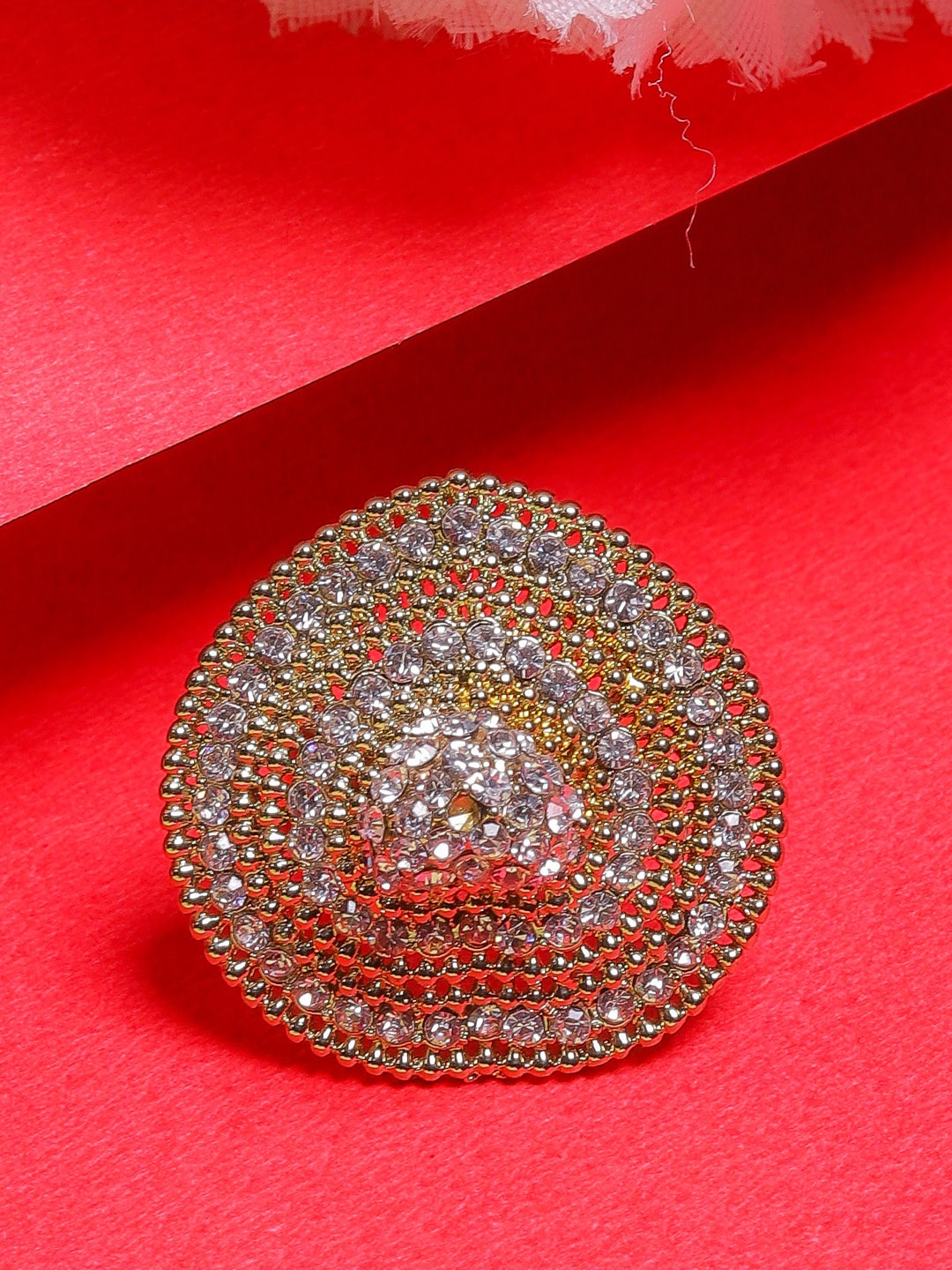 

DIVA WALK Gold-Toned & Plated CZ Studded Ring