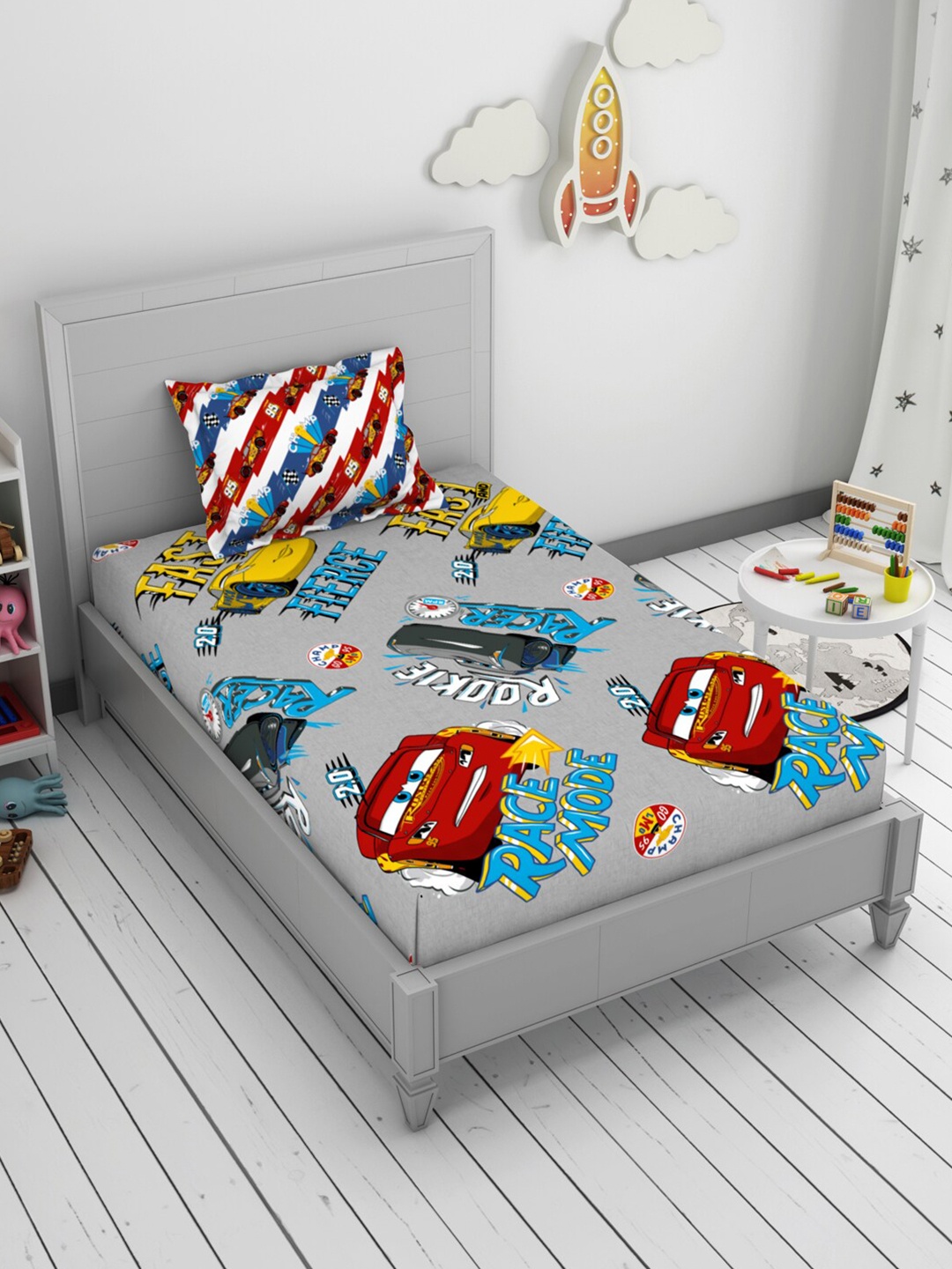 

CORE Designed by SPACES Grey & Red Disney Printed 144 TC Single Bedsheet Set