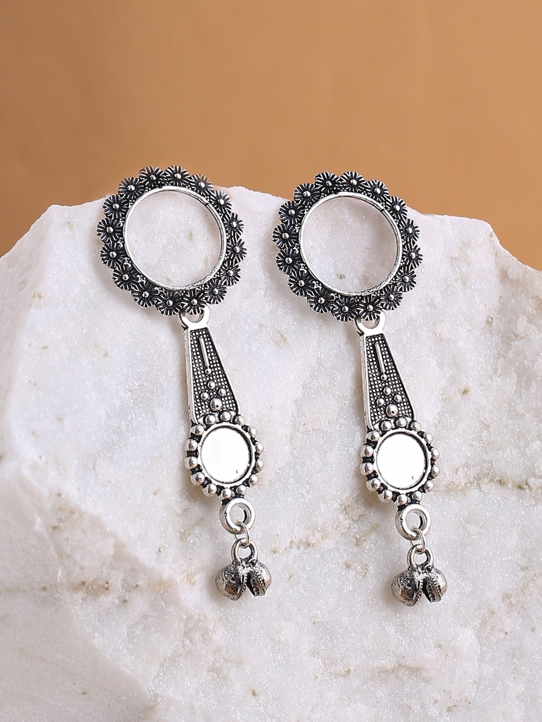 

Shoshaa Silver-Plated Contemporary Drop Earrings
