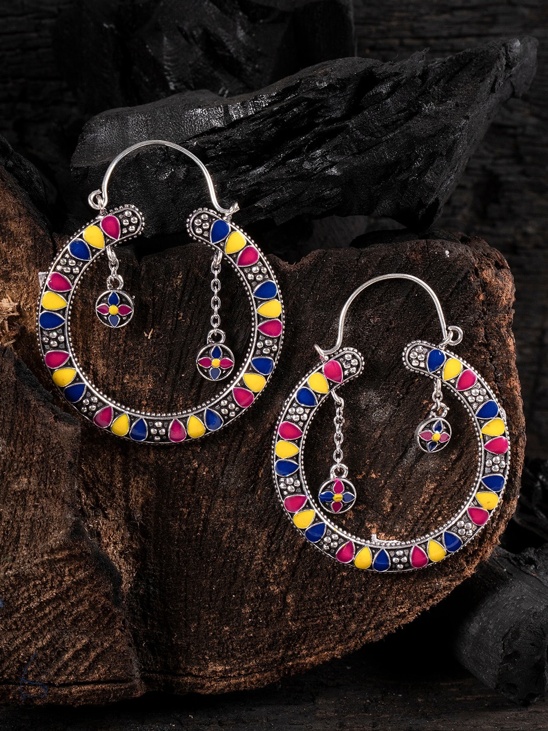 

Shoshaa Multicoloured Contemporary Hoop Earrings, Multi