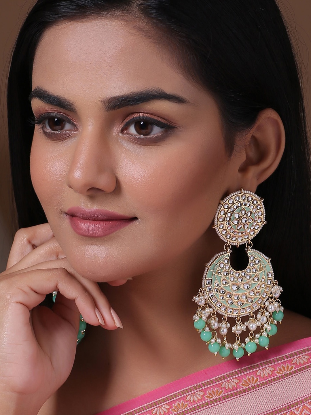 

Shoshaa Sea Green Contemporary Chandbalis Earrings
