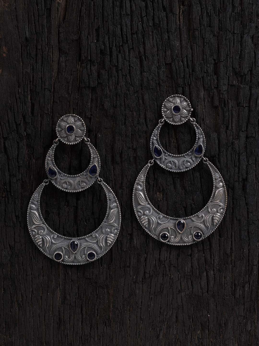

Shoshaa Silver-Toned Contemporary Chandbalis Earrings