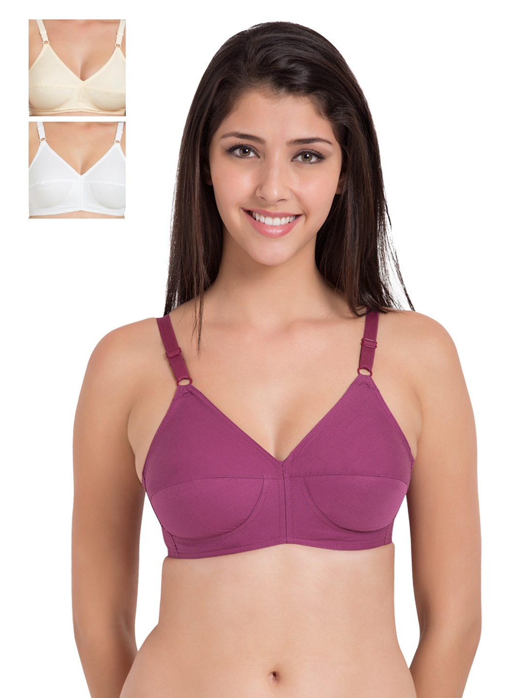 

Souminie Pack of 3 Full-Coverage Bras SLY933, Magenta