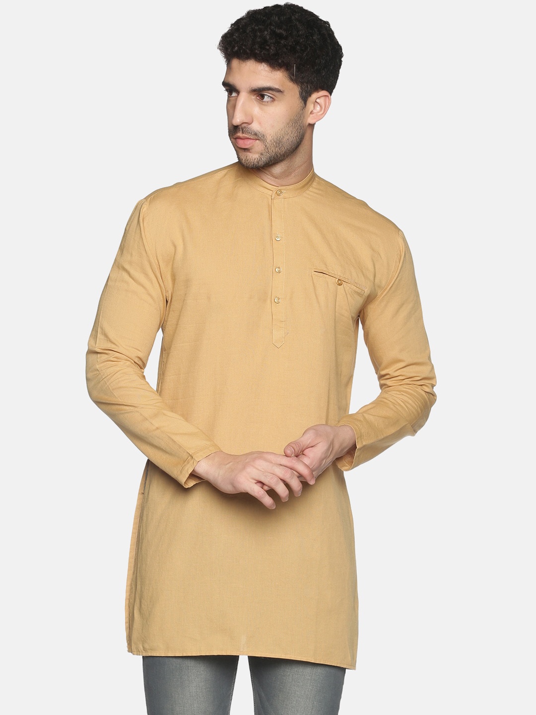 

SHOWOFF Men Beige Mandarin Collar Kurta