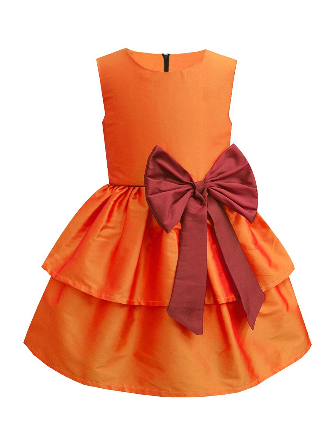 

A.T.U.N. Orange & Maroon Layered Dress