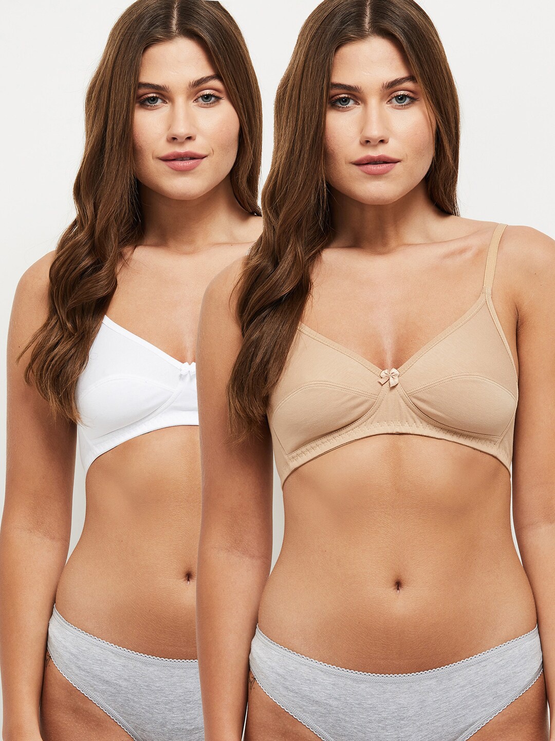 

max Pack of 2 White & Beige Bra - Lightly Padded