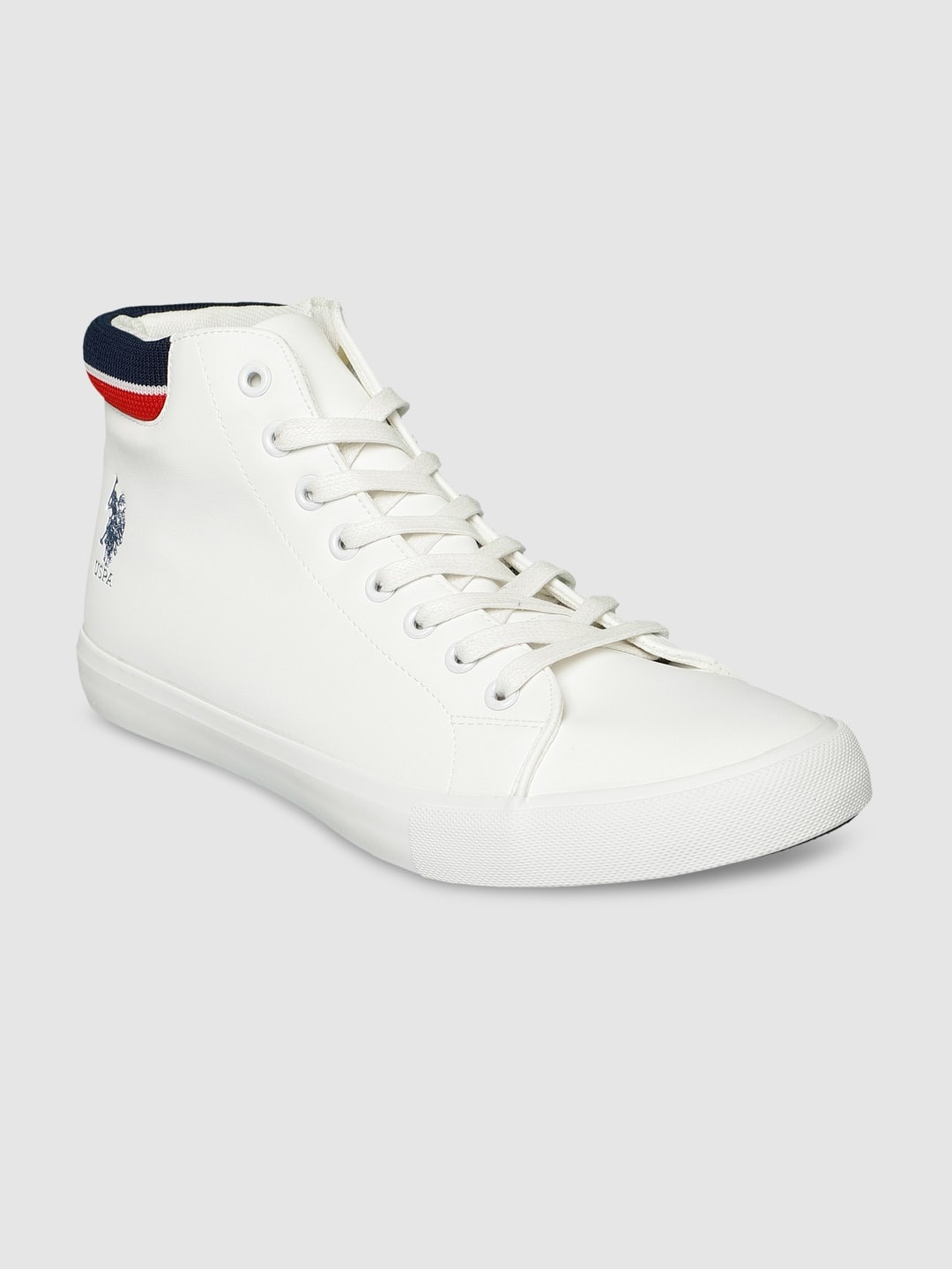 

U.S. Polo Assn. Men Off White & Navy Blue PU Sneakers