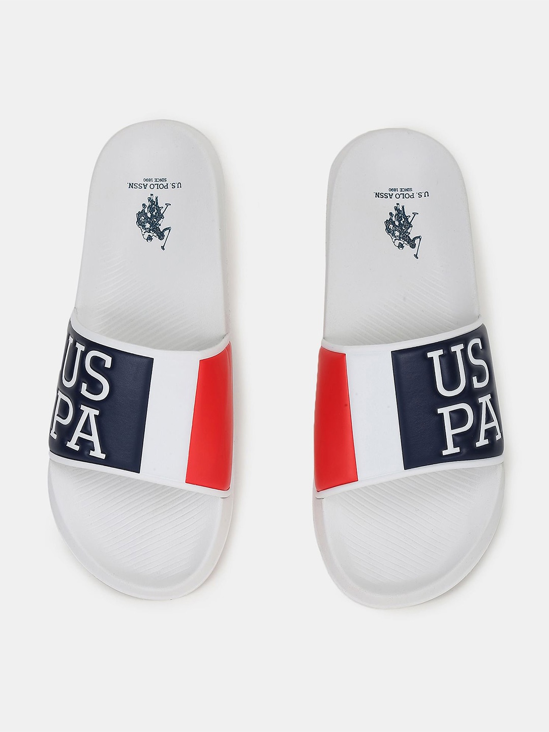 

U S Polo Assn Men White & Blue Printed Slip-On